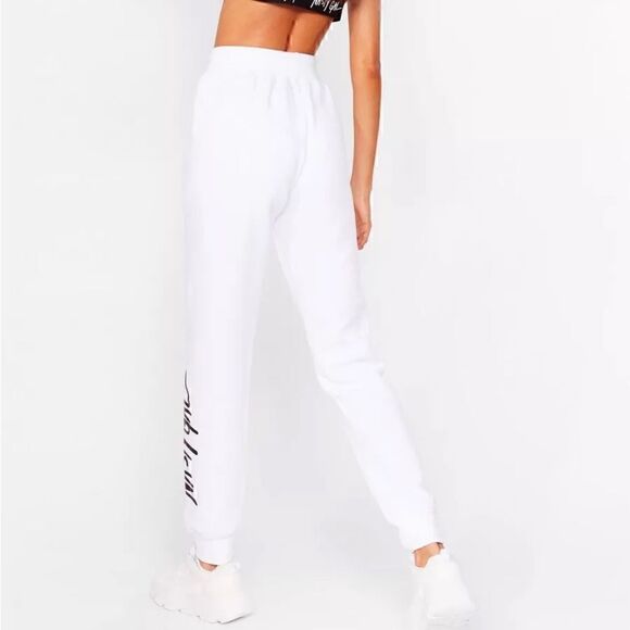 NWT Nasty Gal White Logo Sweats Joggers - L - Picture 10 of 10